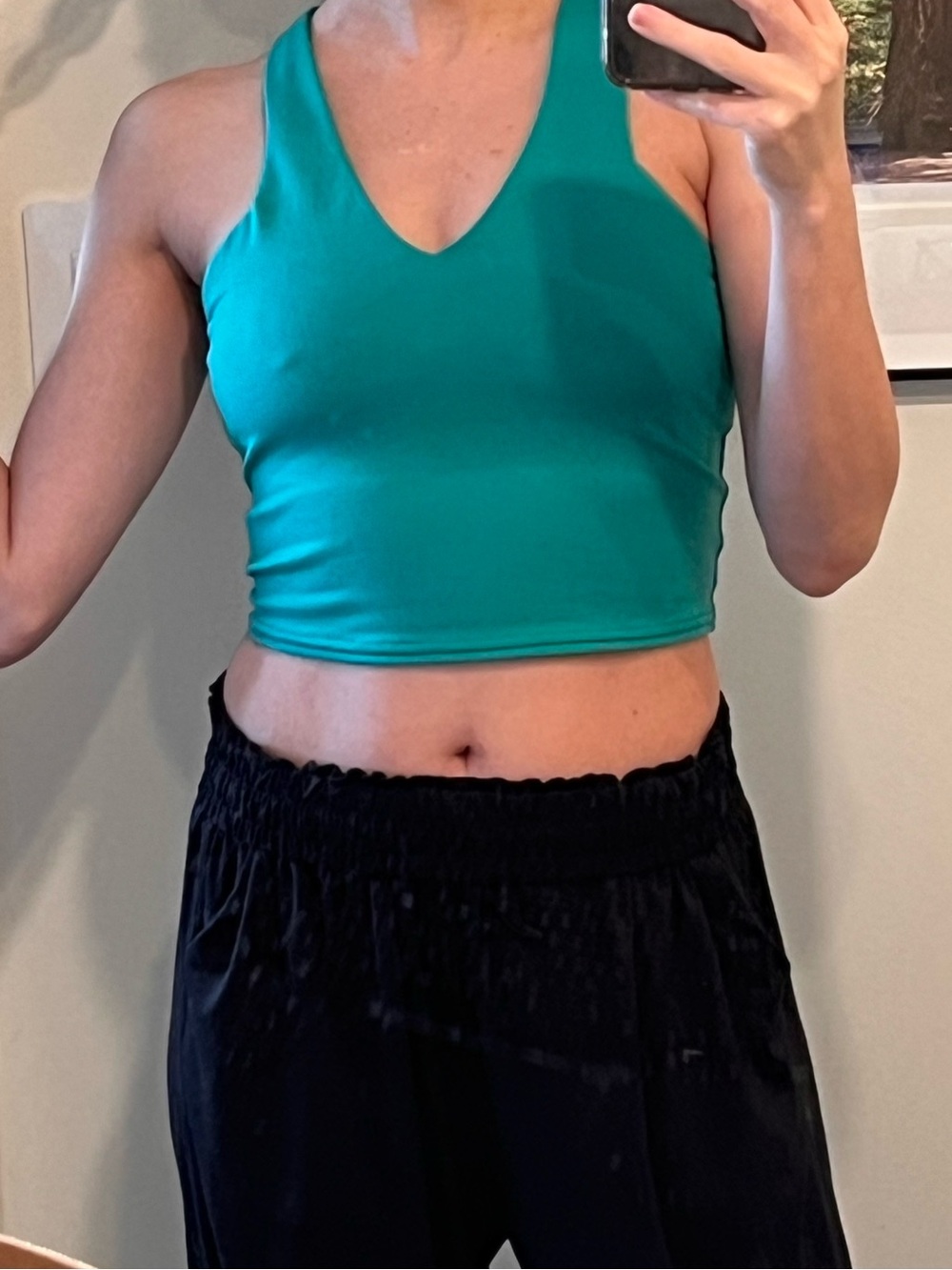 ALO Yoga Racerback V-Neck Crop Tank - Teal worn only a few times